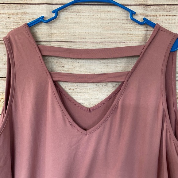 M Fasis V-neck Strappy Back Tank Top Shirt Size 3X Stretchy Knit Pink NWT - Picture 6 of 8